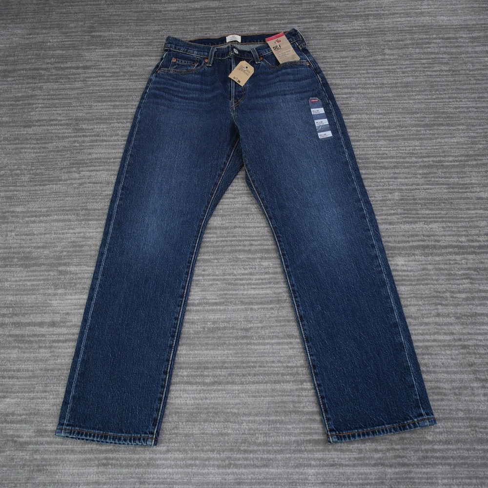 Levis 501 Curve Women Straight Leg Stretch Jeans Dark Wash 29x28 (28.5) New Tag